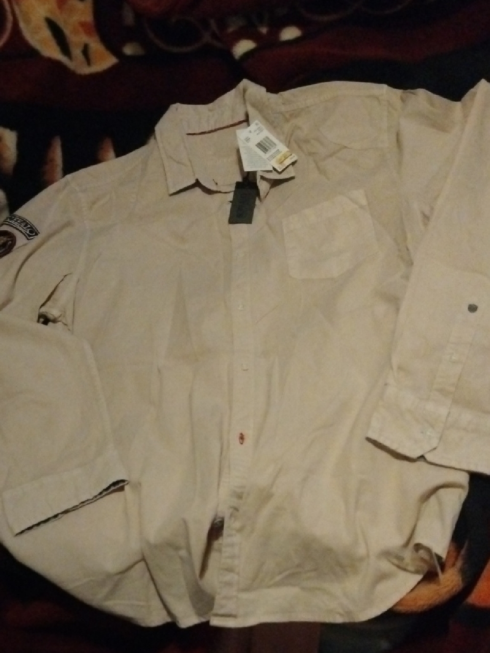 Men's Casual Long-Sleeve Button-Up Shirt XXLNew- Beige w/ Tags.Logo